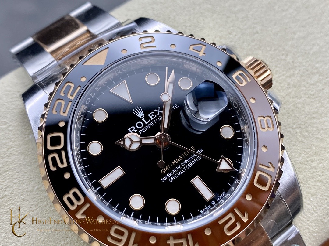 Rolex GMT-Master II 126711CHNR bezel detail super clone watch