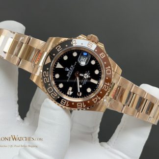 Rolex GMT-Master II 126715CHNR angled dial view super clone watch