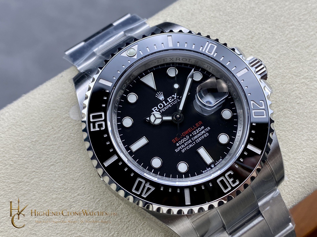 Rolex Sea-Dweller 126600 angled dial view super clone watch