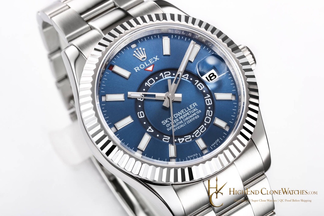 Rolex Sky-Dweller M336934-0005 crown and case detail super clone watch