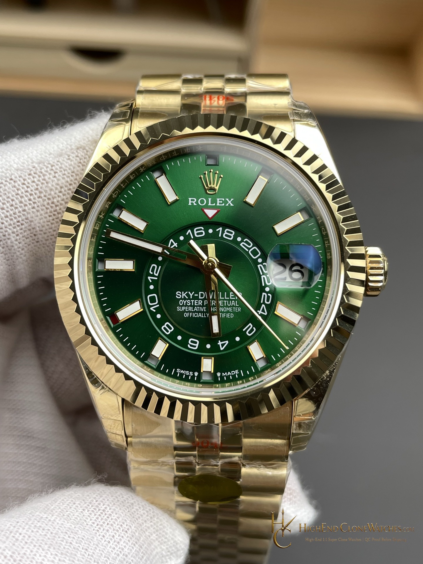 Rolex Sky-Dweller 336938-0008 angled dial view super clone watch