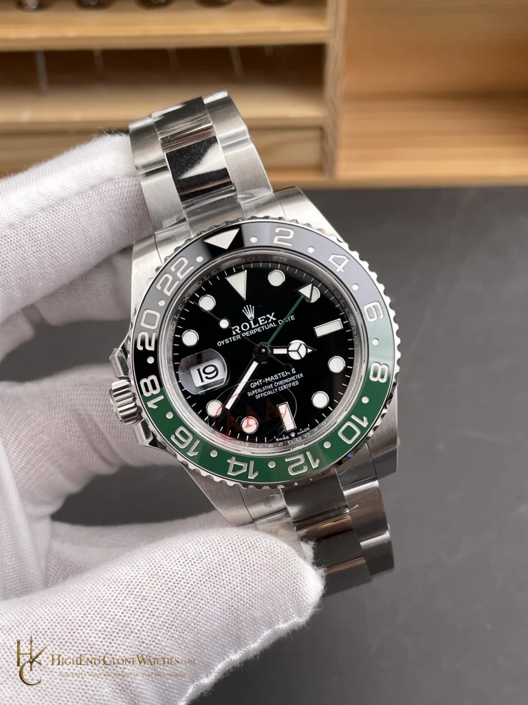 Rolex GMT-Master II 126720VTNR angled dial view super clone watch