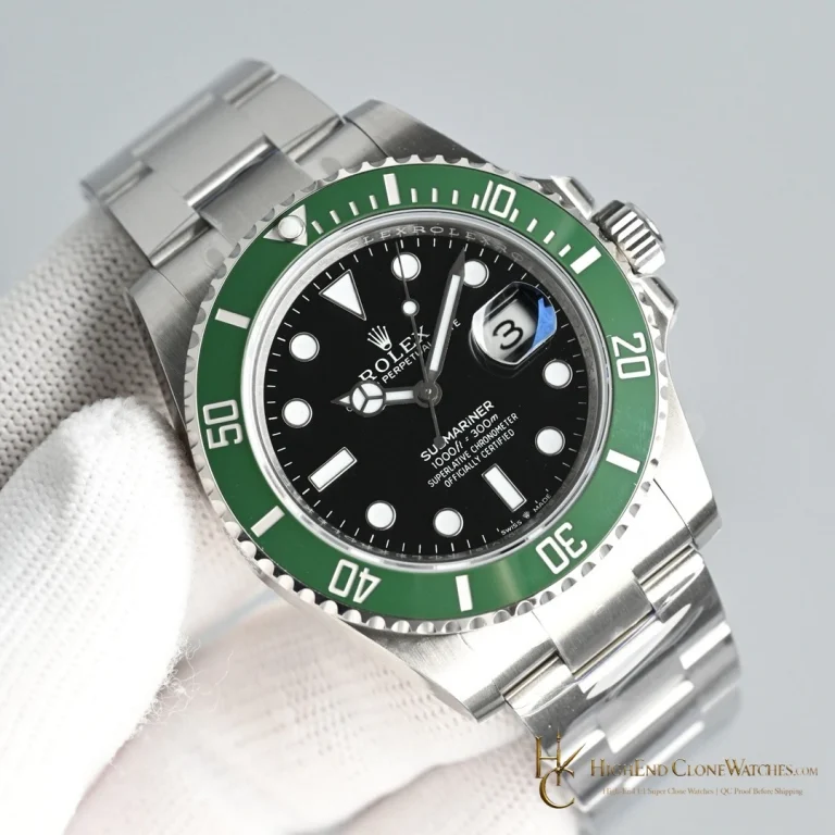 Rolex Submariner 126610LV angled dial view super clone watch