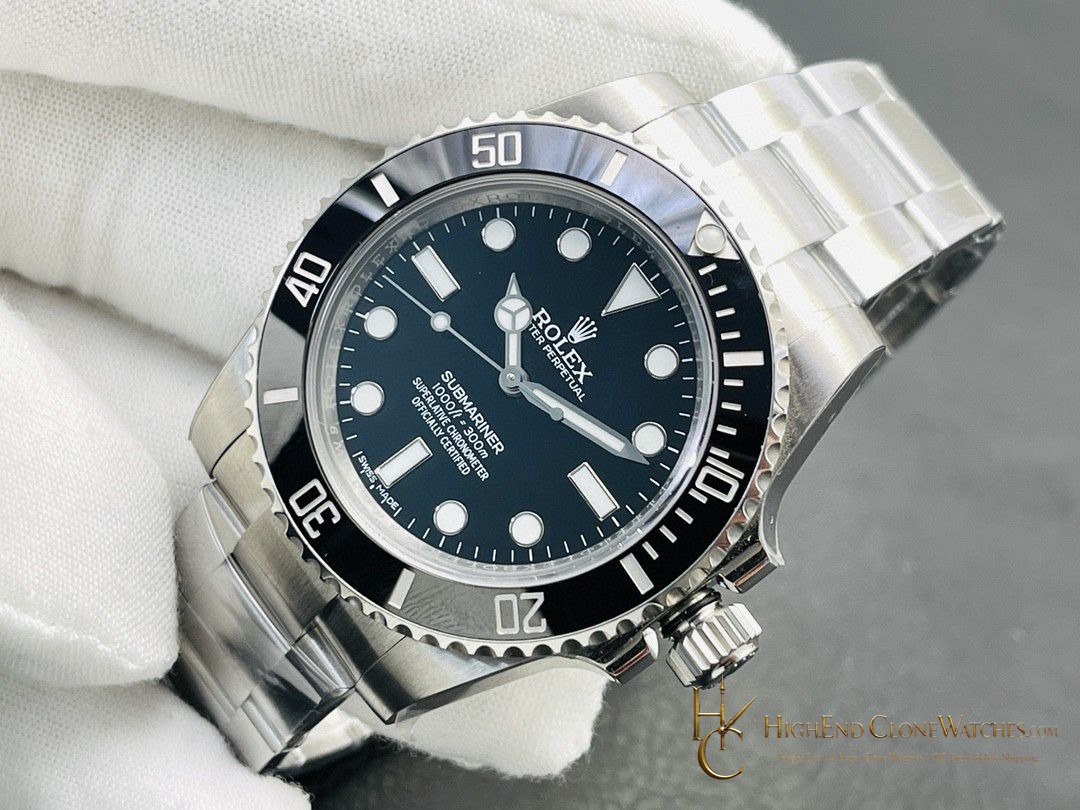 Rolex Submariner 124060-0001 angled dial view super clone watch