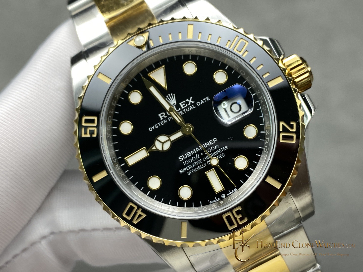 Rolex Submariner 126613LN angled dial view super clone watch