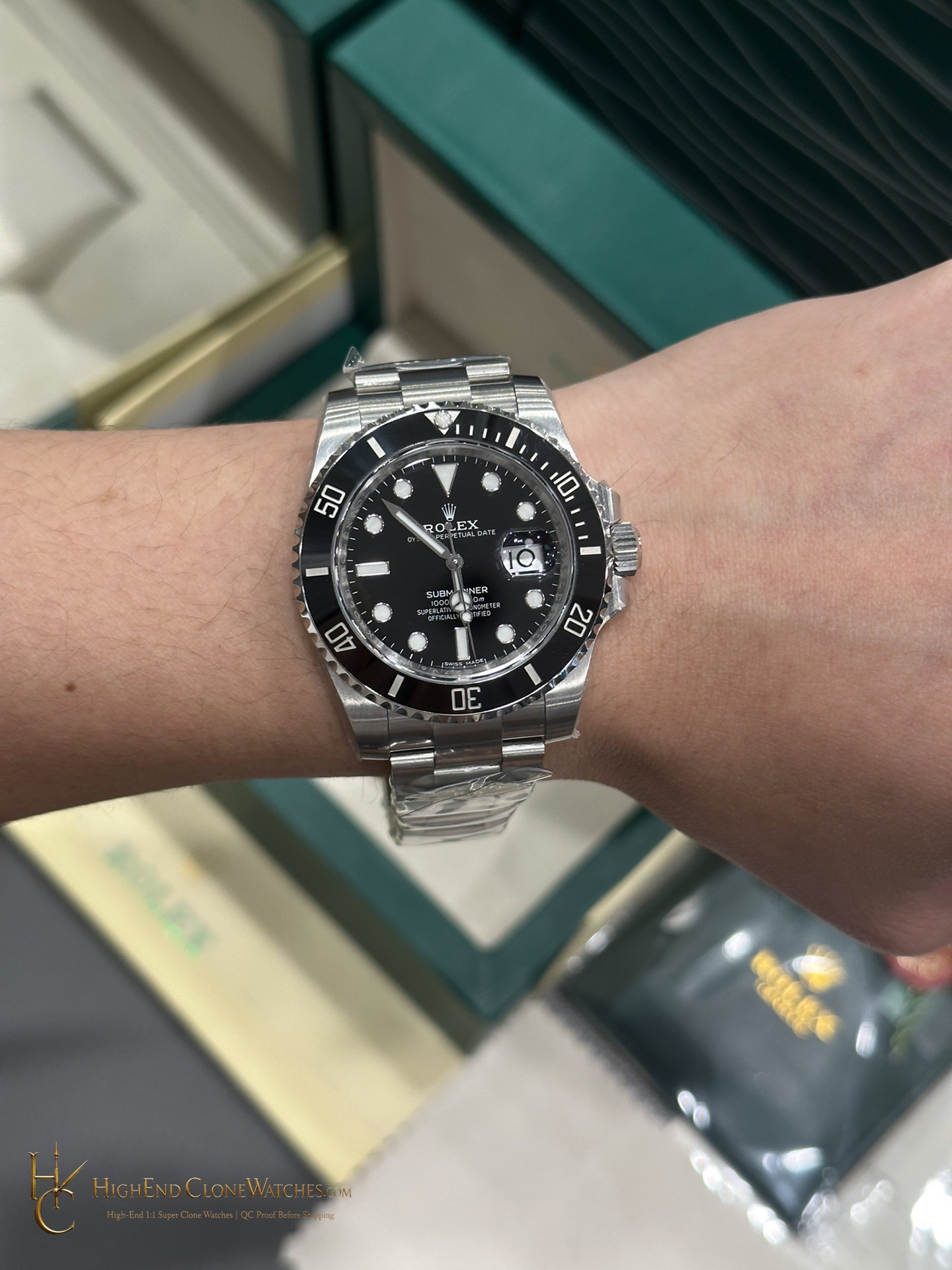 Rolex Submariner 116610LN angled dial view super clone watch