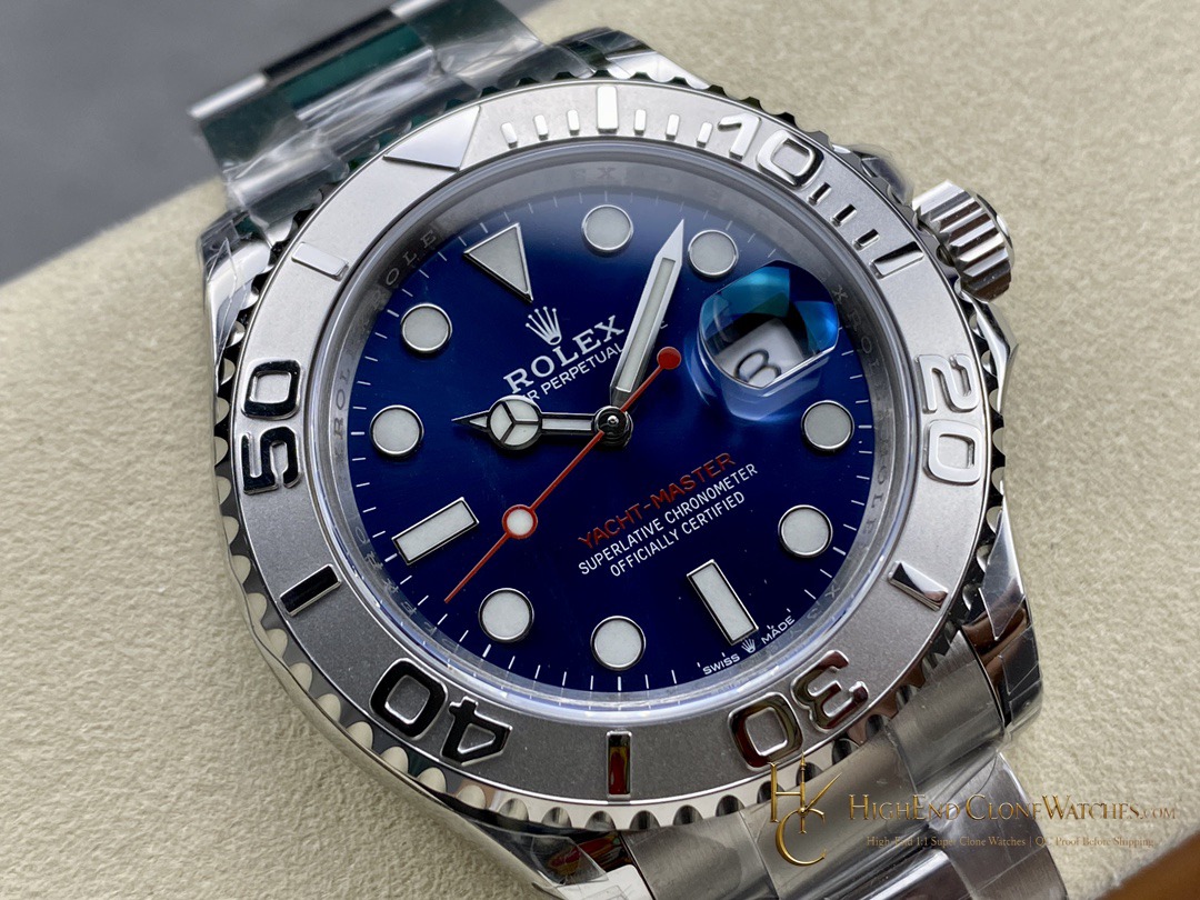 Rolex Yacht-Master 126622 angled dial view super clone watch